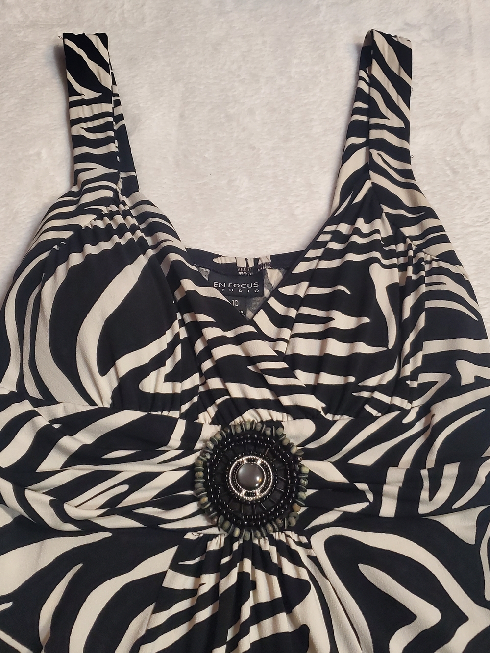 Enfocus Studio Black and White Zebra-Print High-Low Dress - Picture 3 of 4